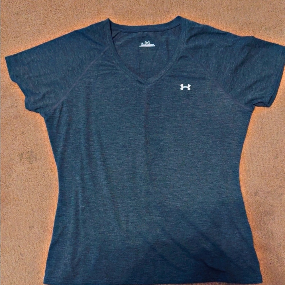 Under Armour Women's Charcoal Grey V-Neck Top